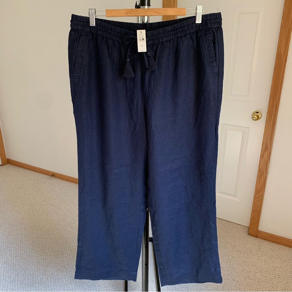 Talbots 100% Linen Wide Leg Pants NWT 16 Petite